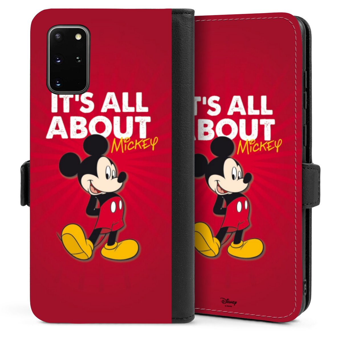 Galaxy S20 Plus Handy Klapphülle Handyhülle aus Kunst Leder schwarz Flip Case Mouse Disney Official Licensed Product Sideflip mit Lasche