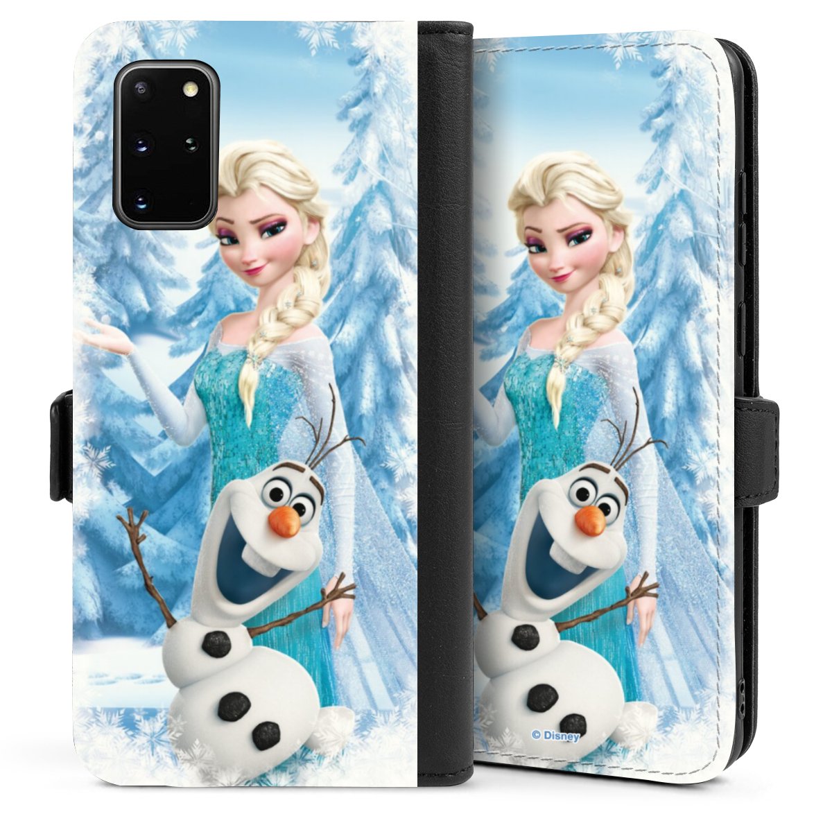 Galaxy S20 Plus Handy Klapphülle Handyhülle aus Kunst Leder schwarz Flip Case Official Licensed Product Frozen Elsa Disney Sideflip mit Lasche