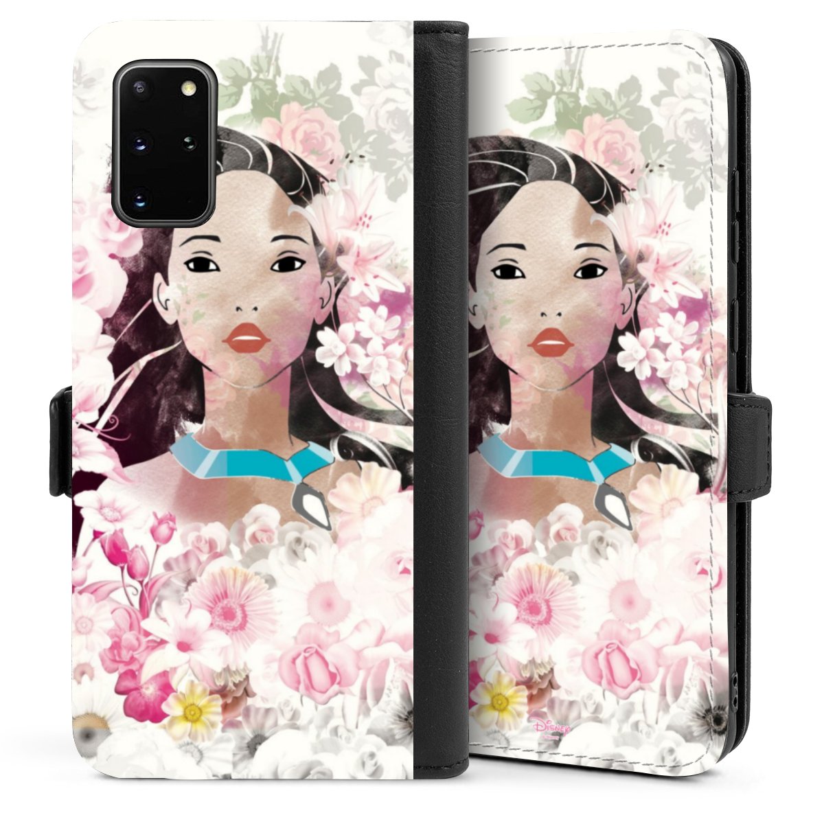 Galaxy S20 Plus Handy Klapphülle Handyhülle aus Kunst Leder schwarz Flip Case Pocahontas Official Licensed Product Disney Sideflip mit Lasche