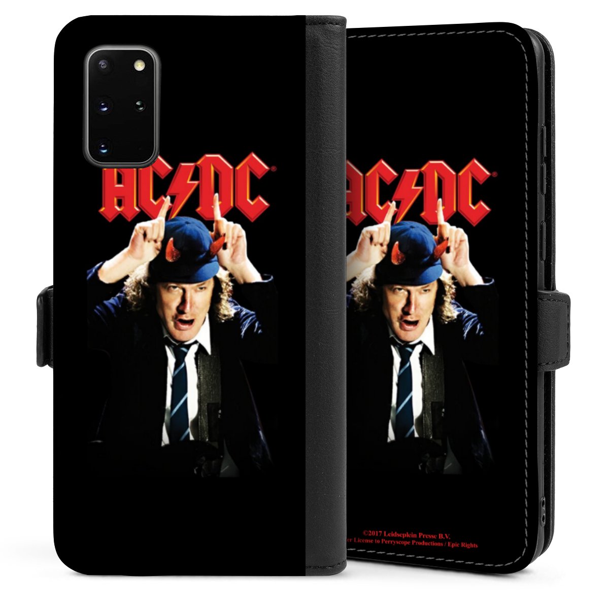 Galaxy S20 Plus Handy Klapphülle Handyhülle aus Kunst Leder schwarz Flip Case Merchandise Acdc Riverplate Sideflip mit Lasche