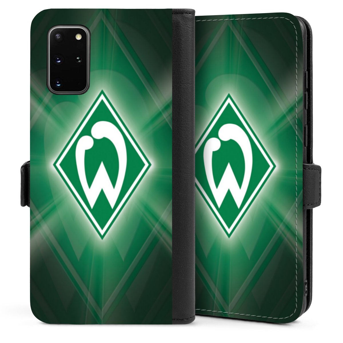 Galaxy S20 Plus Handy Klapphülle Handyhülle aus Kunst Leder schwarz Flip Case Sv Werder Bremen Official Licensed Product Coat Of Arms Sideflip mit Lasche