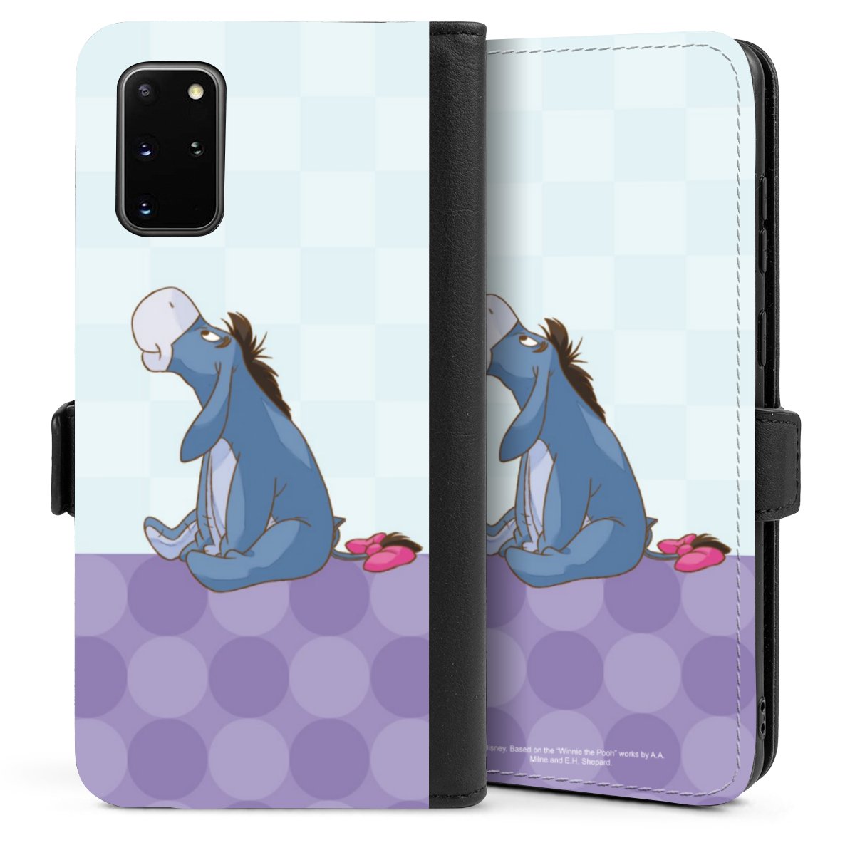 Galaxy S20 Plus Handy Klapphülle Handyhülle aus Kunst Leder schwarz Flip Case Disney Donkey Winnie The Pooh Sideflip mit Lasche