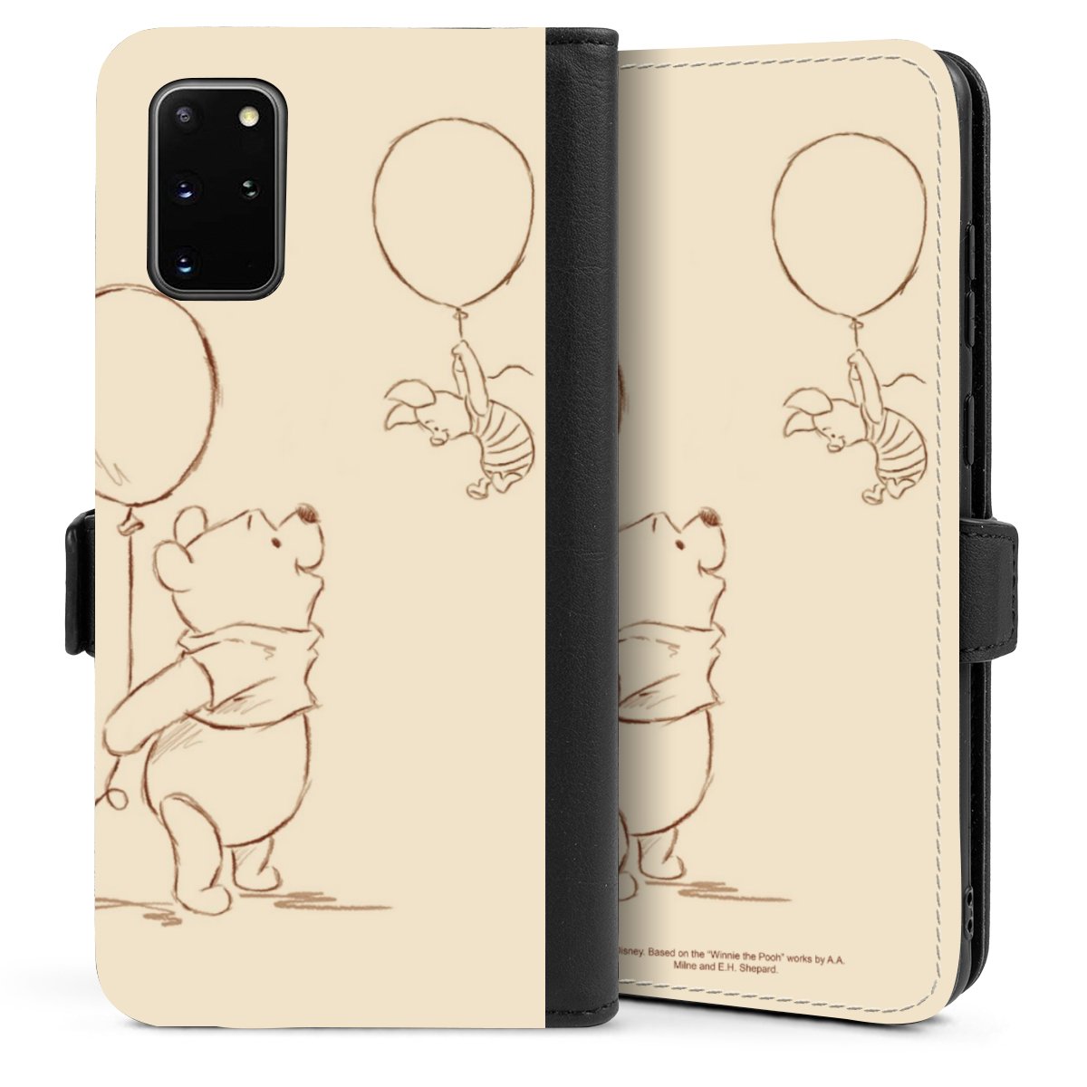 Galaxy S20 Plus Handy Klapphülle Handyhülle aus Kunst Leder schwarz Flip Case Official Licensed Product Winnie The Pooh Disney Sideflip mit Lasche