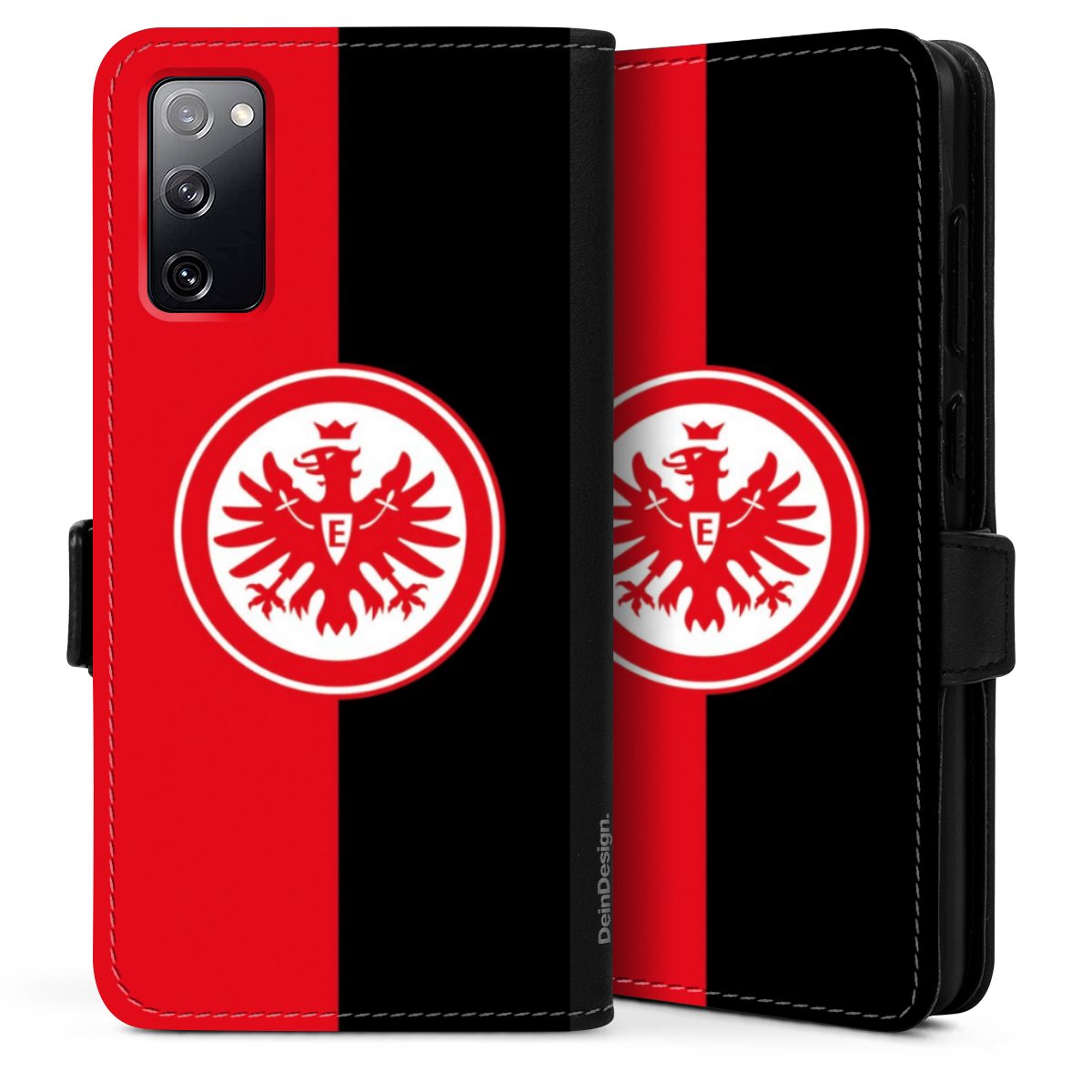 Galaxy S20 Handy Klapphülle Handyhülle aus Kunst Leder schwarz Flip Case Official Licensed Product Eintracht Frankfurt Sge Sideflip mit Lasche