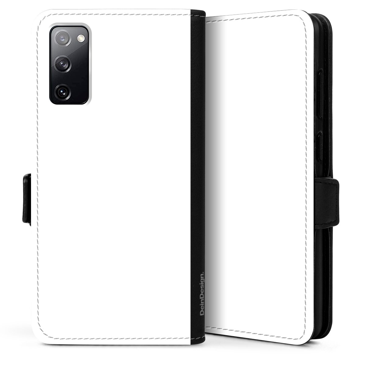 Galaxy S20 Handy Klapphülle Handyhülle aus Kunst Leder schwarz Flip Case Unicoloured Colour White Sideflip mit Lasche