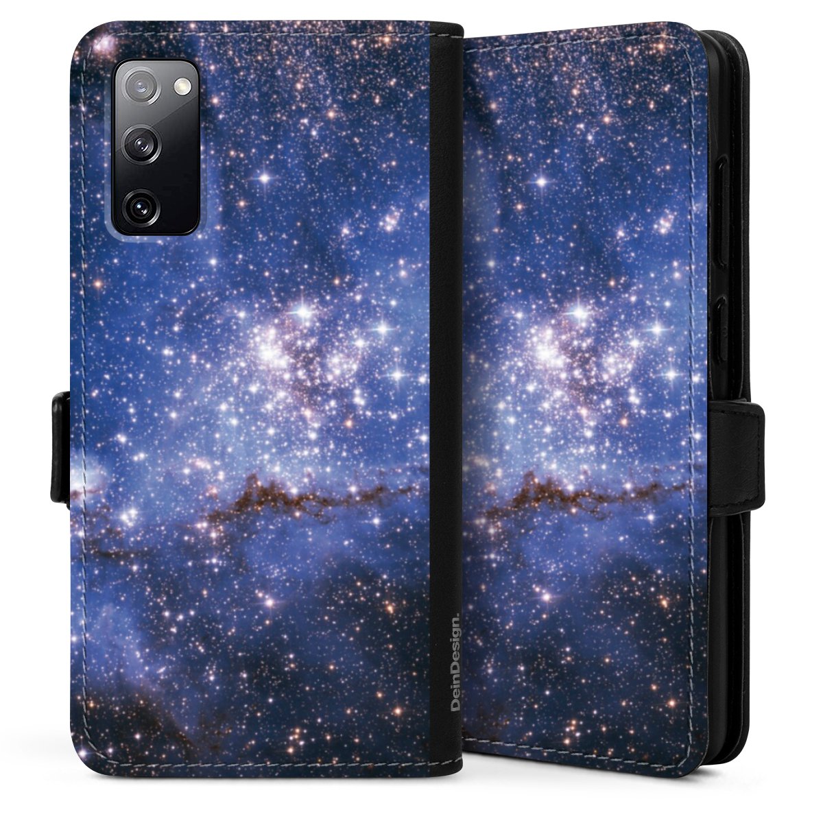 Galaxy S20 Handy Klapphülle Handyhülle aus Kunst Leder schwarz Flip Case Weltall Galaxy Weltraum Sideflip mit Lasche