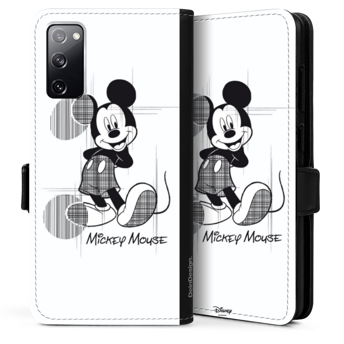 Galaxy S20 Handy Klapphülle Handyhülle aus Kunst Leder schwarz Flip Case Disney Official Licensed Product Mickey Mouse Sideflip mit Lasche