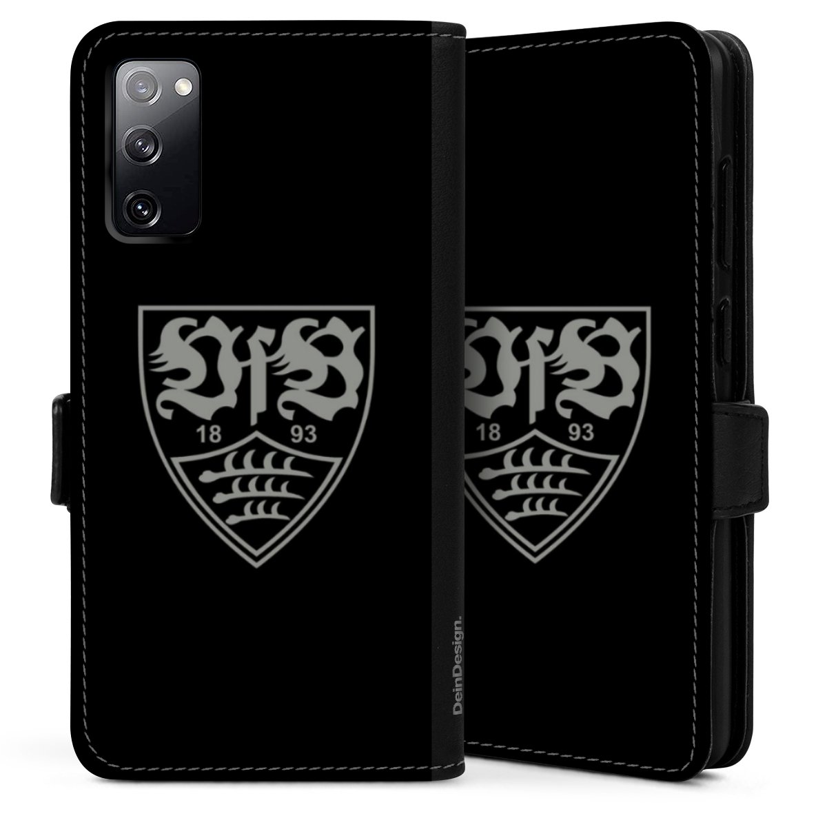 Galaxy S20 Handy Klapphülle Handyhülle aus Kunst Leder schwarz Flip Case Official Licensed Product Vfb Stuttgart Sideflip mit Lasche