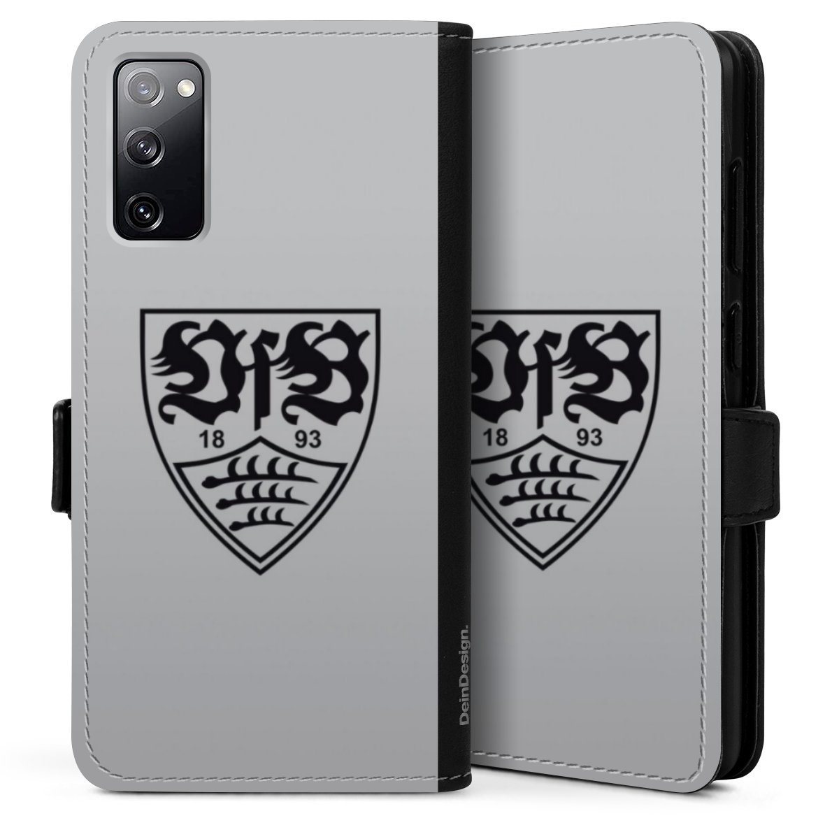 Galaxy S20 Handy Klapphülle Handyhülle aus Kunst Leder schwarz Flip Case Logo Vfb Stuttgart Official Licensed Product Sideflip mit Lasche