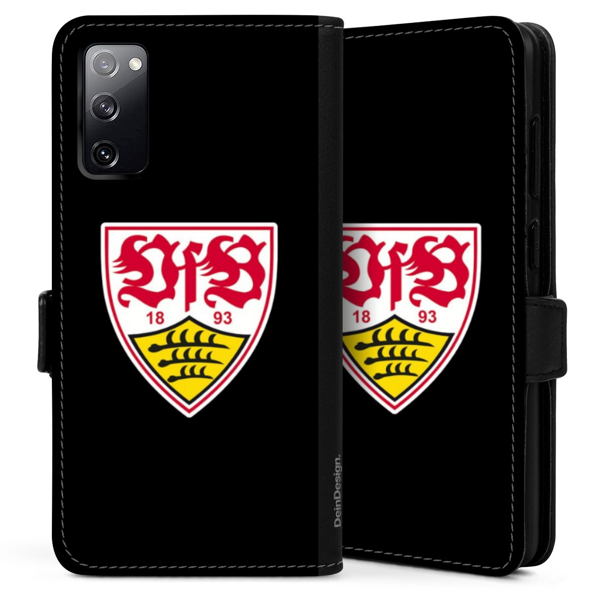 Galaxy S20 Handy Klapphülle Handyhülle aus Kunst Leder schwarz Flip Case Vfb Stuttgart Official Licensed Product Coat Of Arms Sideflip mit Lasche