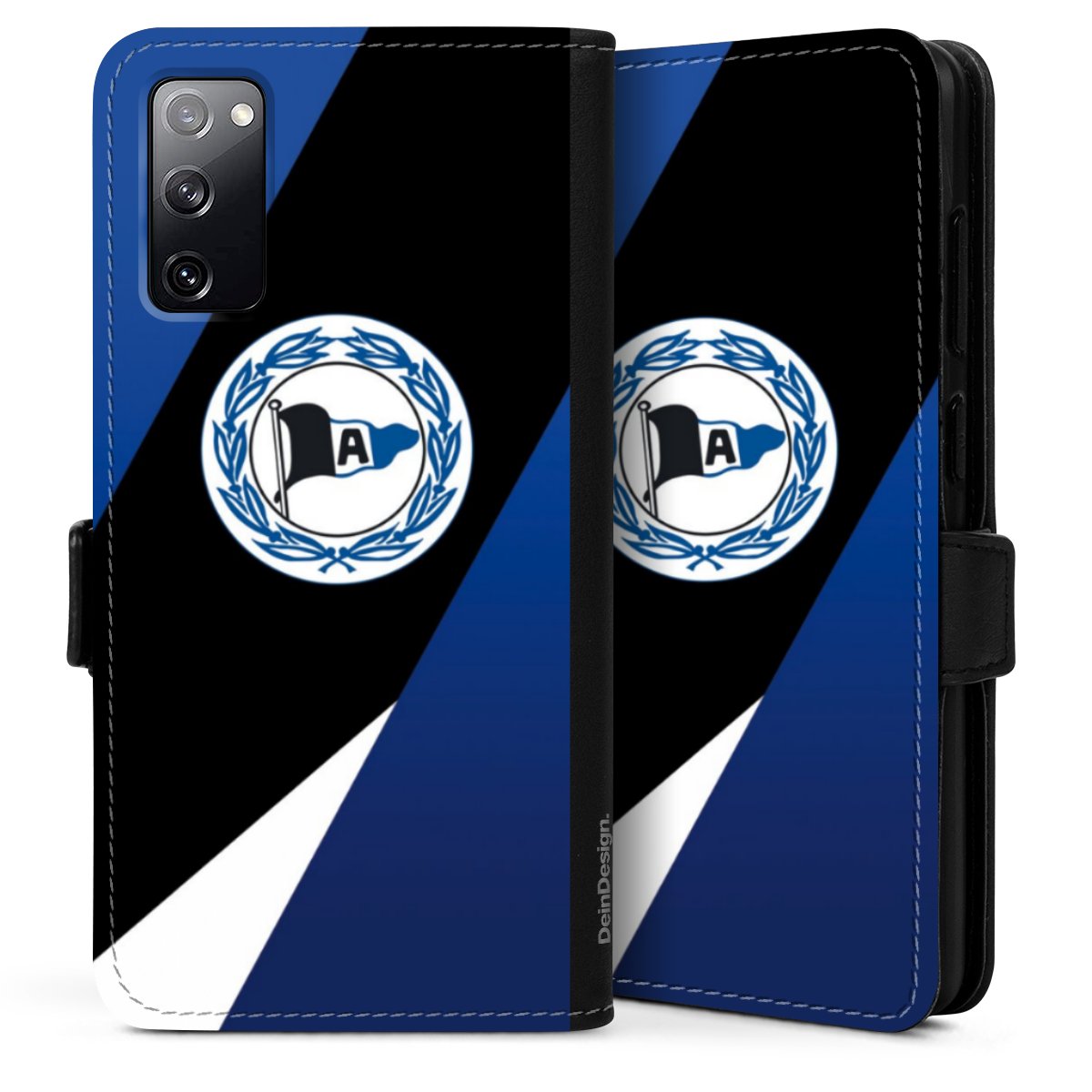 Galaxy S20 Handy Klapphülle Handyhülle aus Kunst Leder schwarz Flip Case Official Licensed Product Arminia Bielefeld Dsc Sideflip mit Lasche