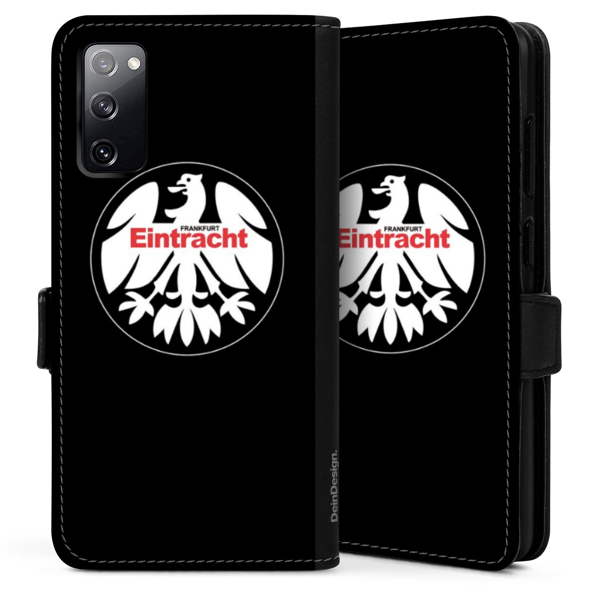 Galaxy S20 Handy Klapphülle Handyhülle aus Kunst Leder schwarz Flip Case Official Licensed Product Eintracht Frankfurt Sge Sideflip mit Lasche