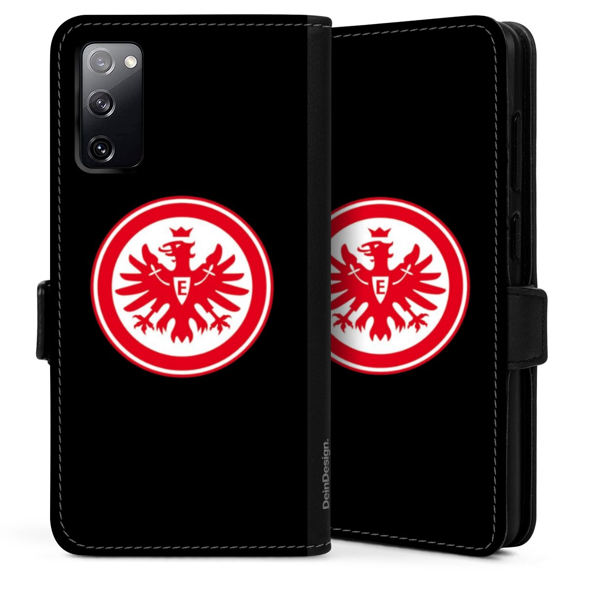 Galaxy S20 Handy Klapphülle Handyhülle aus Kunst Leder schwarz Flip Case Eintracht Frankfurt Sge Eagle Sideflip mit Lasche