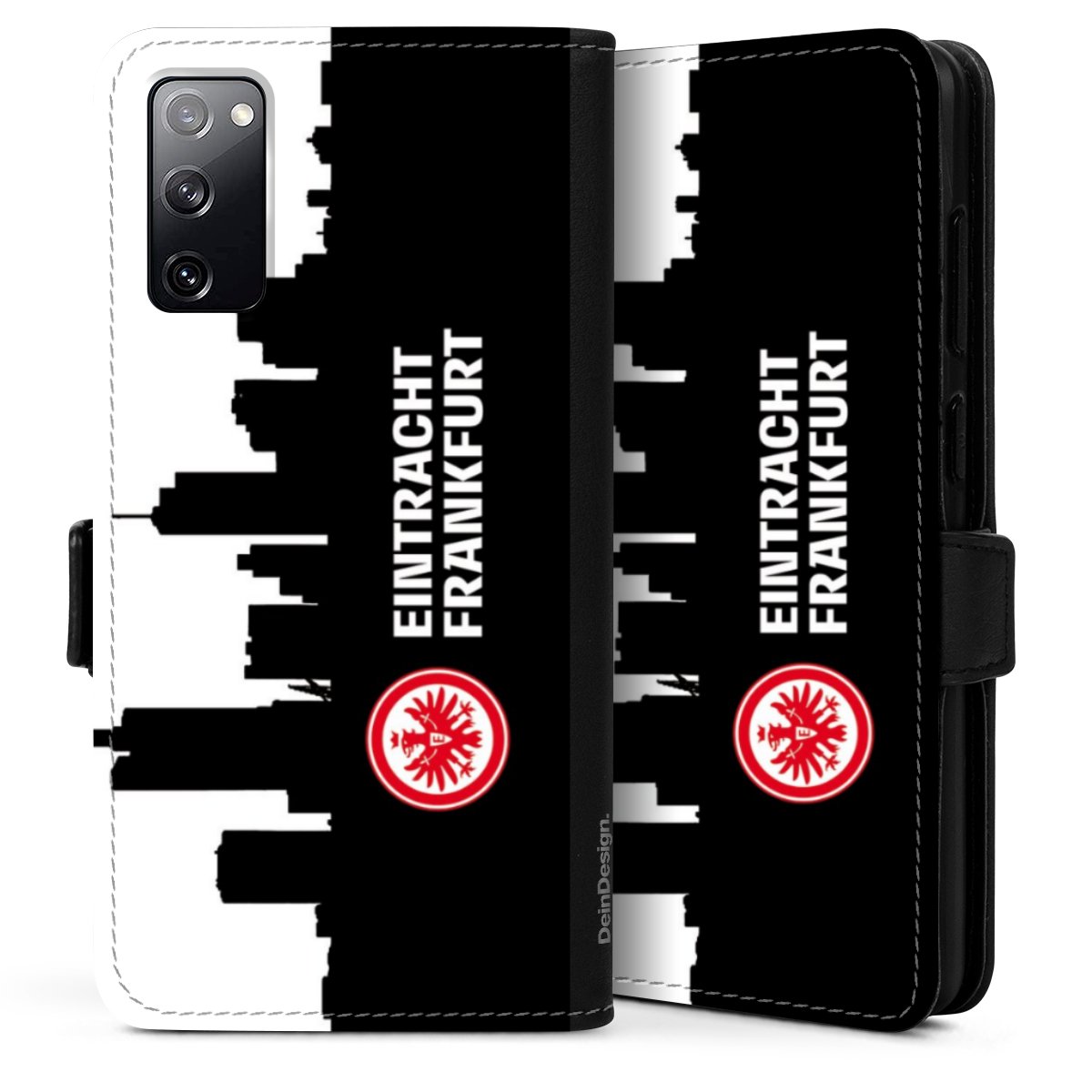 Galaxy S20 Handy Klapphülle Handyhülle aus Kunst Leder schwarz Flip Case Sge Eintracht Frankfurt Official Licensed Product Sideflip mit Lasche