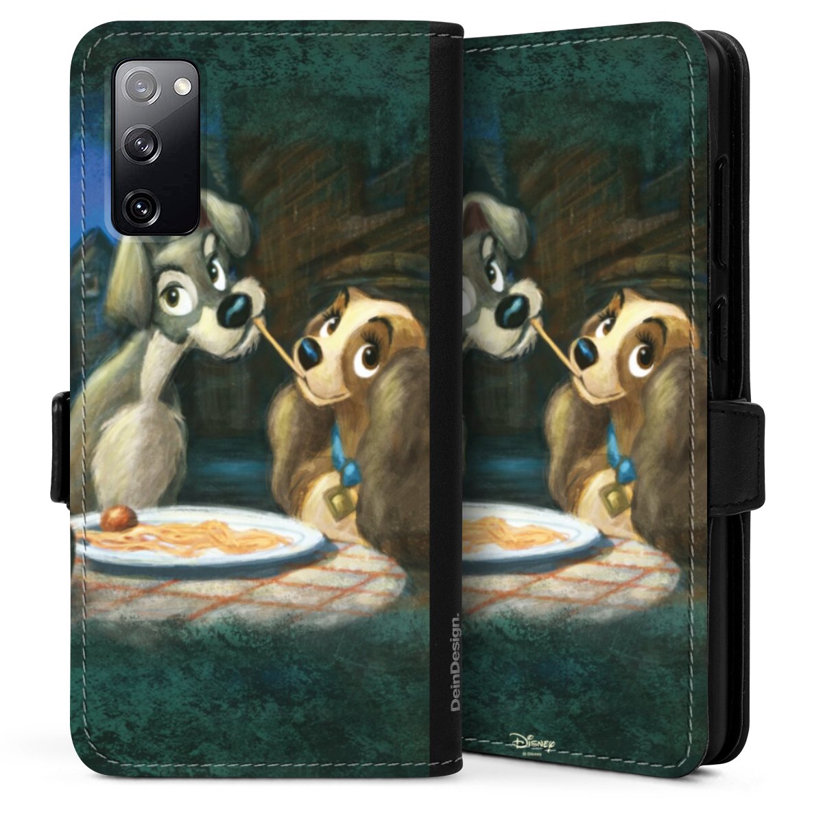 Galaxy S20 Handy Klapphülle Handyhülle aus Kunst Leder schwarz Flip Case Lady And The Tramp Official Licensed Product Disney Sideflip mit Lasche