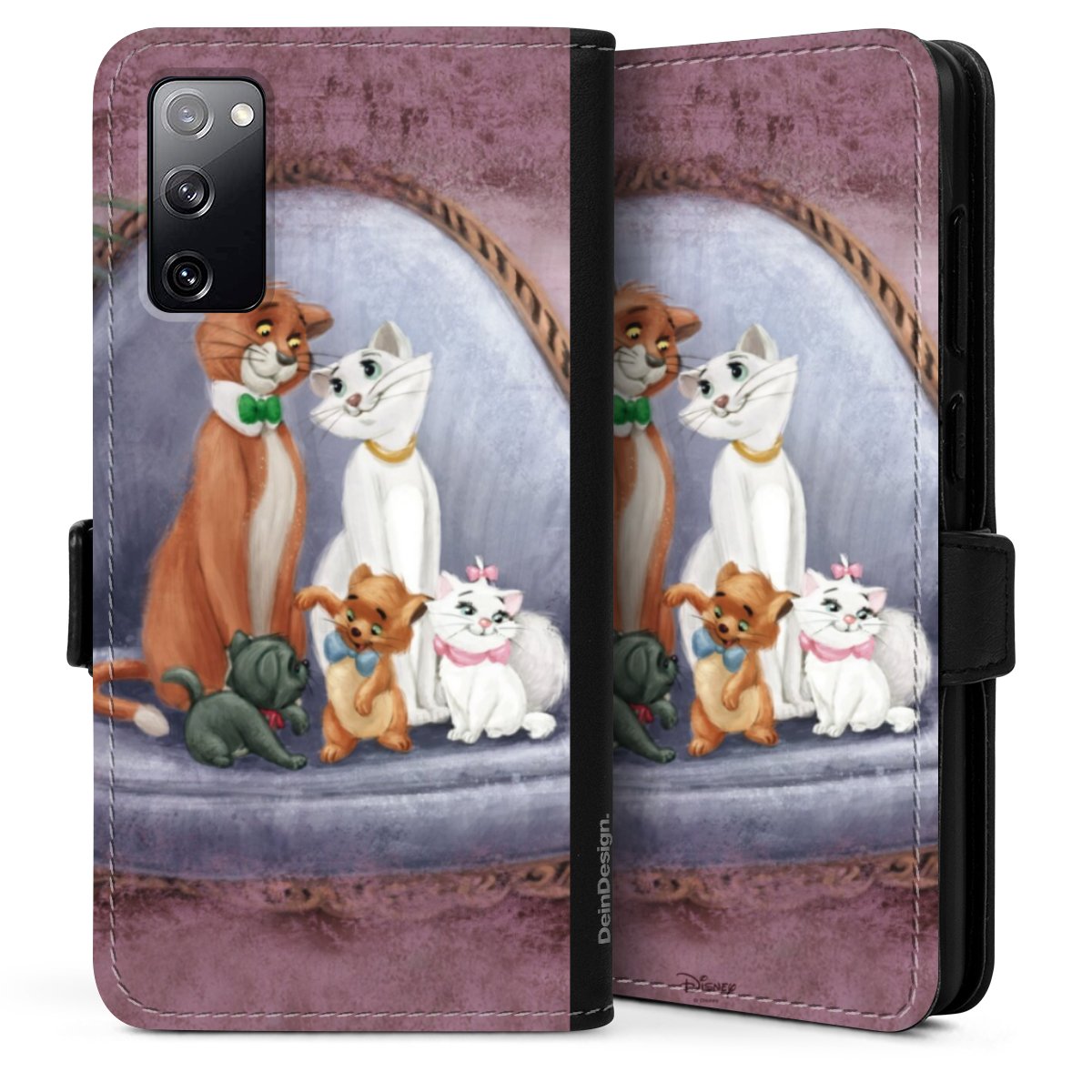 Galaxy S20 Handy Klapphülle Handyhülle aus Kunst Leder schwarz Flip Case Official Licensed Product Disney Aristocats Sideflip mit Lasche