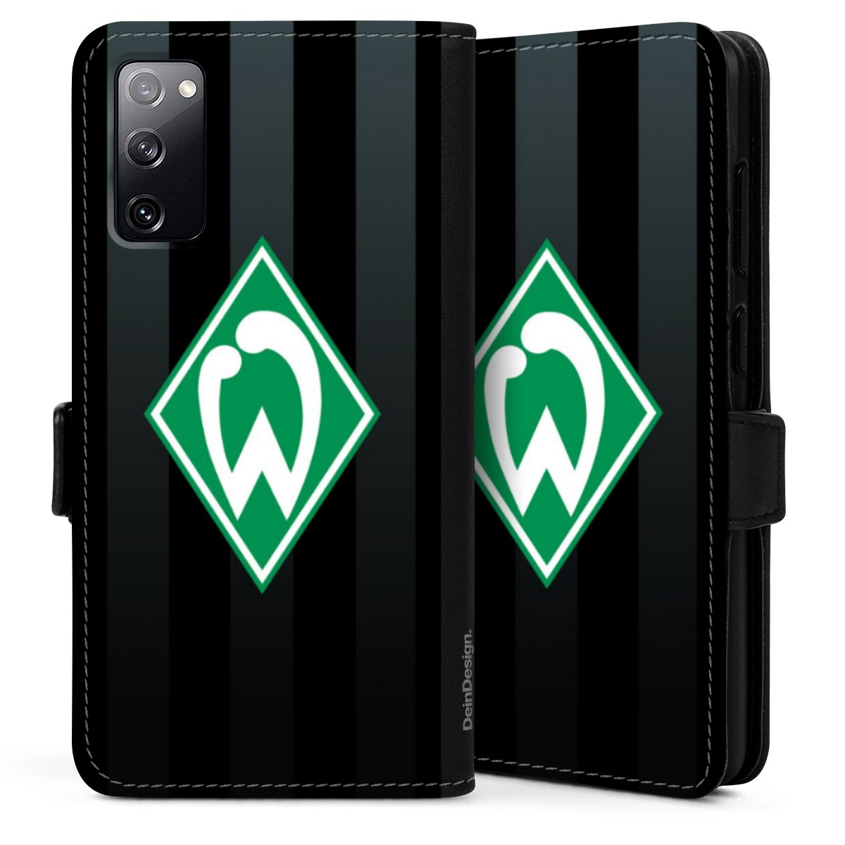 Galaxy S20 Handy Klapphülle Handyhülle aus Kunst Leder schwarz Flip Case Stripes Sv Werder Bremen Official Licensed Product Sideflip mit Lasche