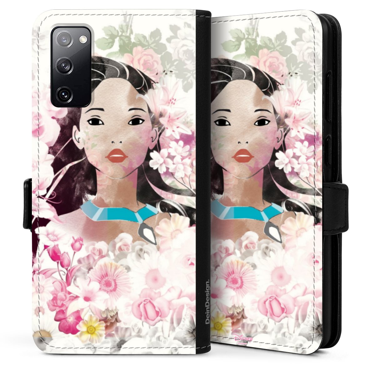 Galaxy S20 Handy Klapphülle Handyhülle aus Kunst Leder schwarz Flip Case Pocahontas Official Licensed Product Disney Sideflip mit Lasche