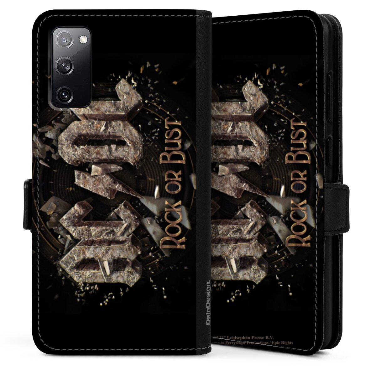 Galaxy S20 Handy Klapphülle Handyhülle aus Kunst Leder schwarz Flip Case Acdc Official Licensed Product Rock Or Bust Sideflip mit Lasche