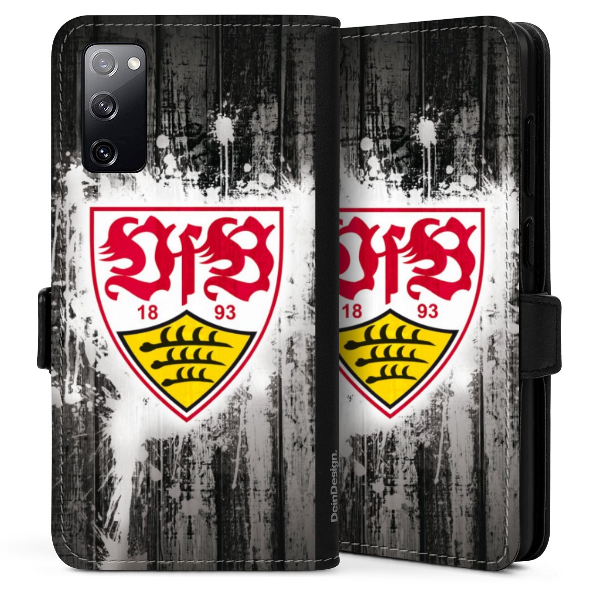 Galaxy S20 Handy Klapphülle Handyhülle aus Kunst Leder schwarz Flip Case Vfb Stuttgart Official Licensed Product Sideflip mit Lasche