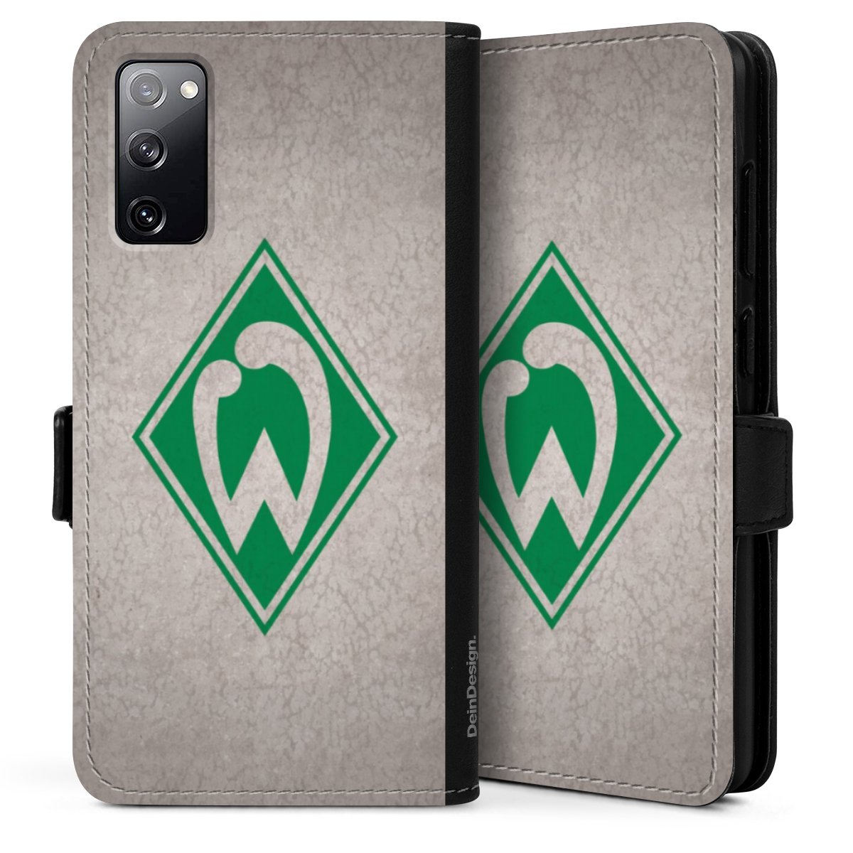 Galaxy S20 Handy Klapphülle Handyhülle aus Kunst Leder schwarz Flip Case Sv Werder Bremen Concrete Official Licensed Product Sideflip mit Lasche