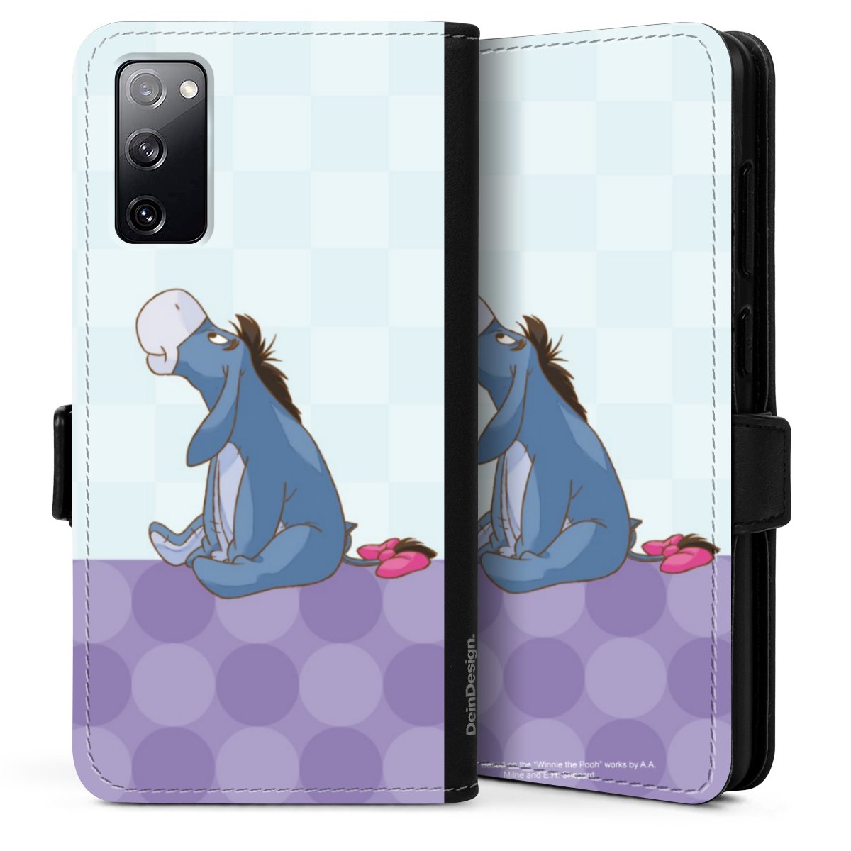 Galaxy S20 Handy Klapphülle Handyhülle aus Kunst Leder schwarz Flip Case Disney Donkey Winnie The Pooh Sideflip mit Lasche