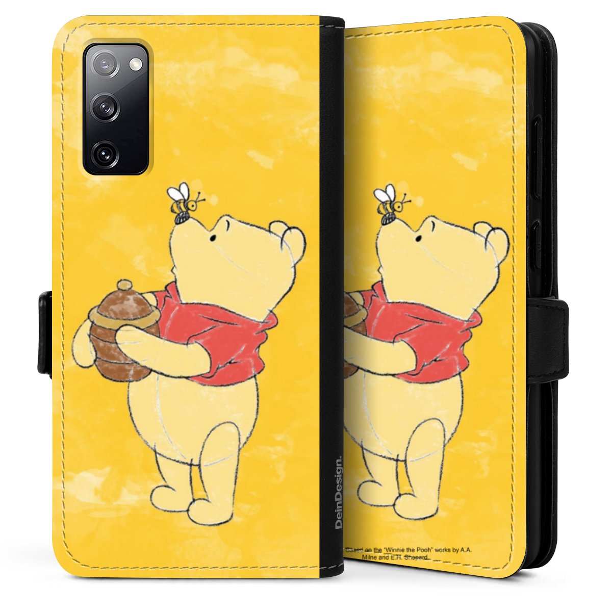 Galaxy S20 Handy Klapphülle Handyhülle aus Kunst Leder schwarz Flip Case Official Licensed Product Winnie The Pooh Disney Sideflip mit Lasche