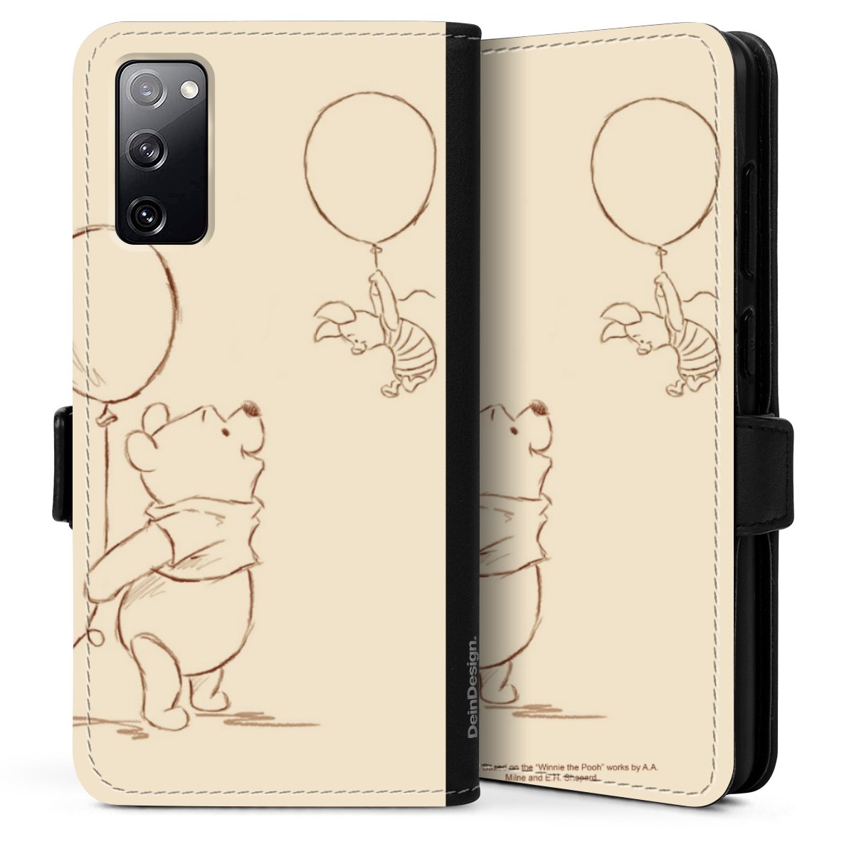 Galaxy S20 Handy Klapphülle Handyhülle aus Kunst Leder schwarz Flip Case Official Licensed Product Winnie The Pooh Disney Sideflip mit Lasche