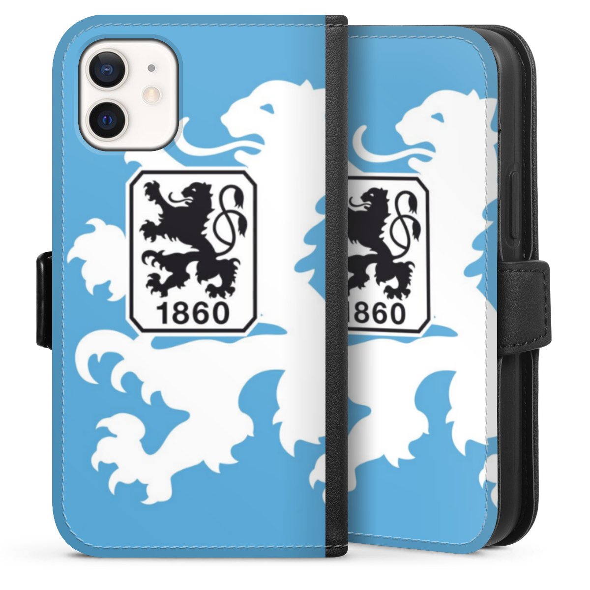 iPhone 12 mini Handy Klapphülle Handyhülle aus Kunst Leder schwarz Flip Case Coat Of Arms Official Licensed Product Sideflip mit Lasche