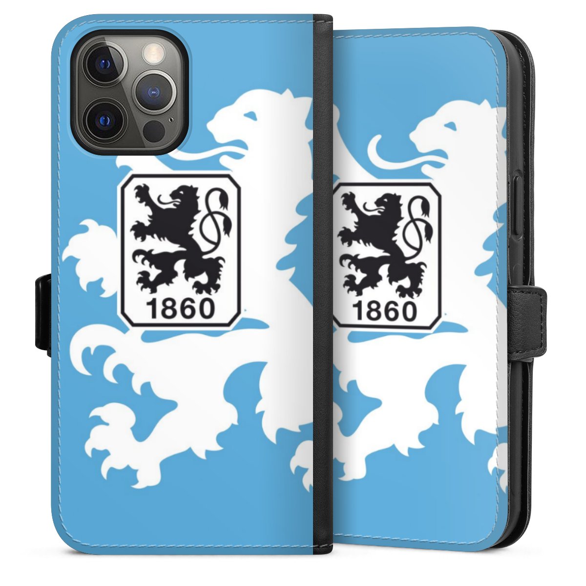 iPhone 12 Pro Max Handy Klapphülle Handyhülle aus Kunst Leder schwarz Flip Case Coat Of Arms Official Licensed Product Sideflip mit Lasche