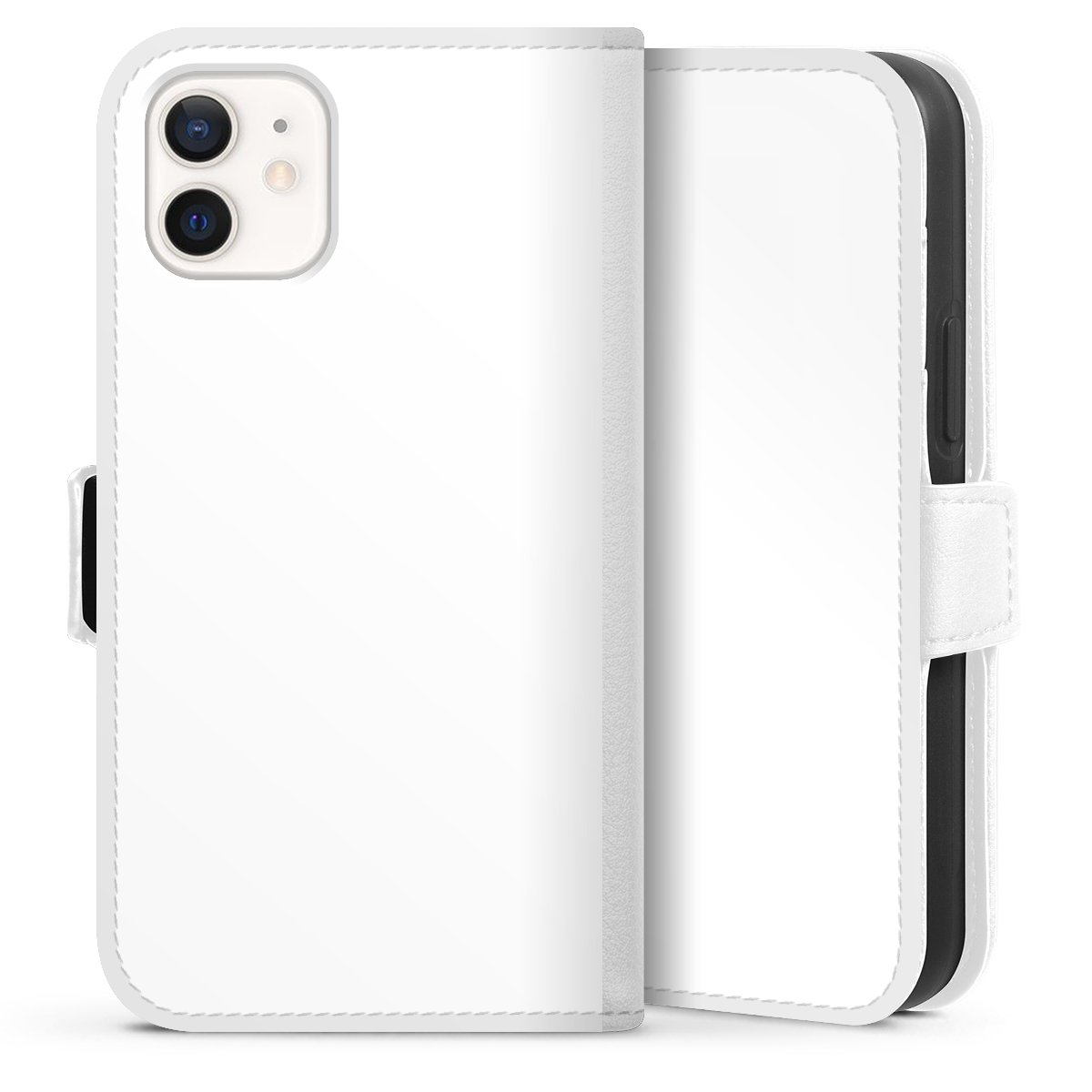 iPhone 12 mini Handy Klapphülle Handyhülle aus Kunst Leder weiß Flip Case Unicoloured Colour White Sideflip mit Lasche