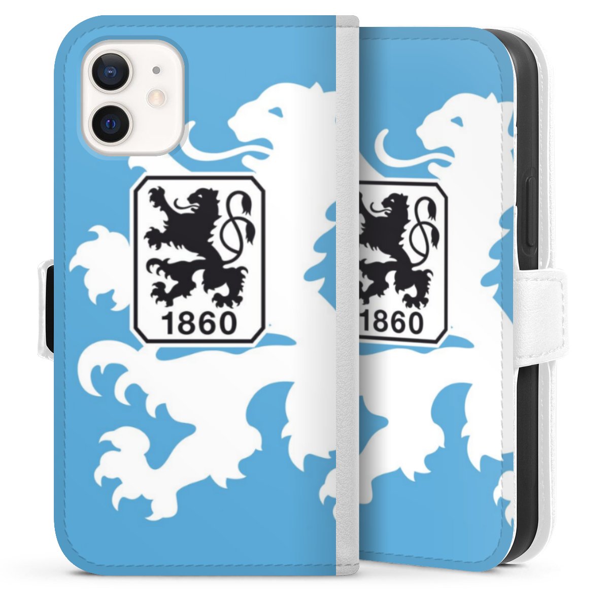 iPhone 12 mini Handy Klapphülle Handyhülle aus Kunst Leder weiß Flip Case Coat Of Arms Official Licensed Product Sideflip mit Lasche