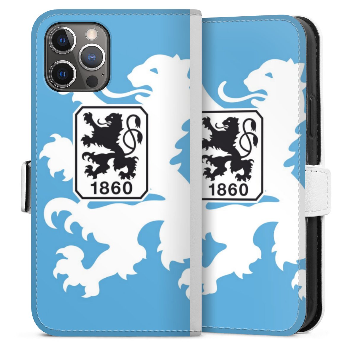 iPhone 12 Pro Handy Klapphülle Handyhülle aus Kunst Leder weiß Flip Case Official Licensed Product Coat Of Arms Sideflip mit Lasche