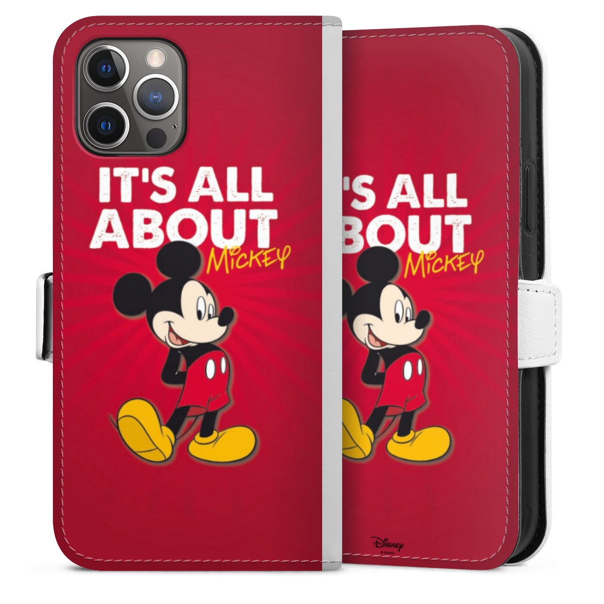 iPhone 12 Pro Handy Klapphülle Handyhülle aus Kunst Leder weiß Flip Case Mouse Disney Official Licensed Product Sideflip mit Lasche