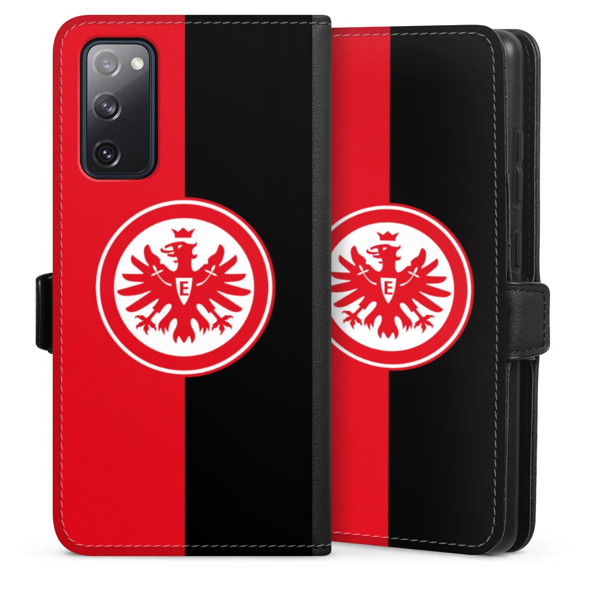 Galaxy S20 FE Handy Klapphülle Handyhülle aus Kunst Leder schwarz Flip Case Official Licensed Product Eintracht Frankfurt Sge Sideflip mit Lasche