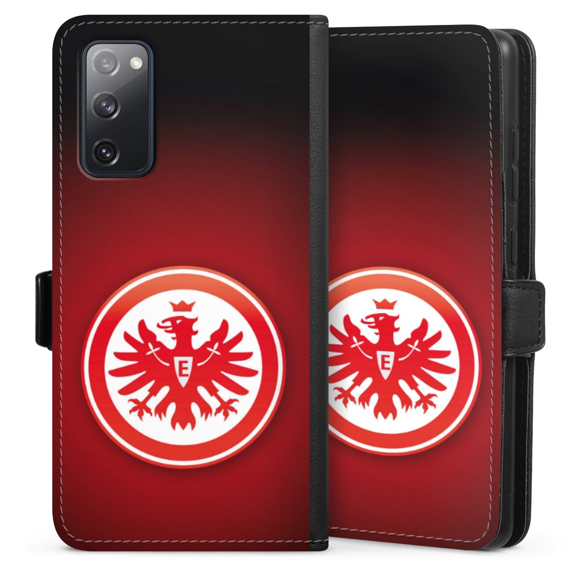 Galaxy S20 FE Handy Klapphülle Handyhülle aus Kunst Leder schwarz Flip Case Eintracht Frankfurt Official Licensed Product Coat Of Arms Sideflip mit Lasche