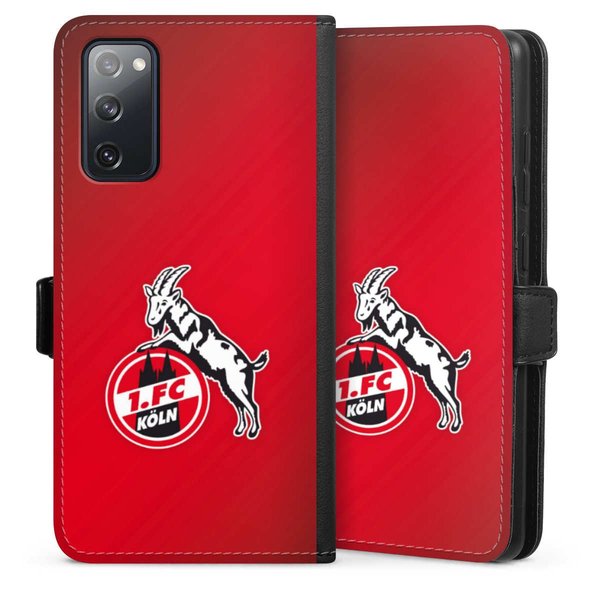 Galaxy S20 FE Handy Klapphülle Handyhülle aus Kunst Leder schwarz Flip Case Official Licensed Product Effzeh 1. Fc Köln Sideflip mit Lasche