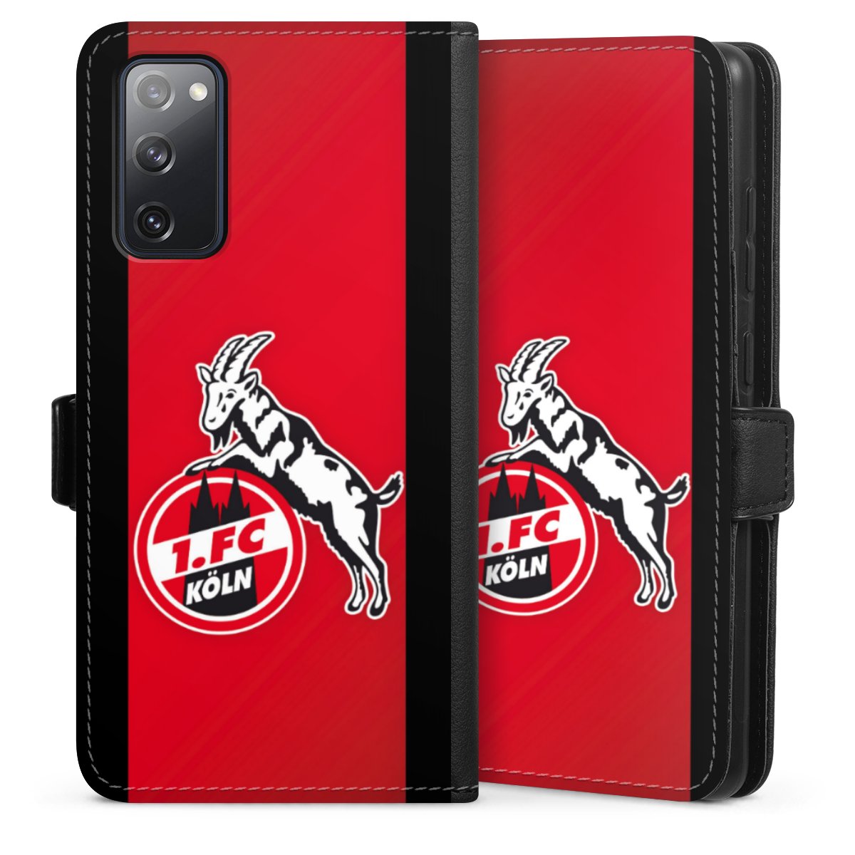 Galaxy S20 FE Handy Klapphülle Handyhülle aus Kunst Leder schwarz Flip Case Official Licensed Product Billy Goat Hennes 1. Fc Köln Sideflip mit Lasche