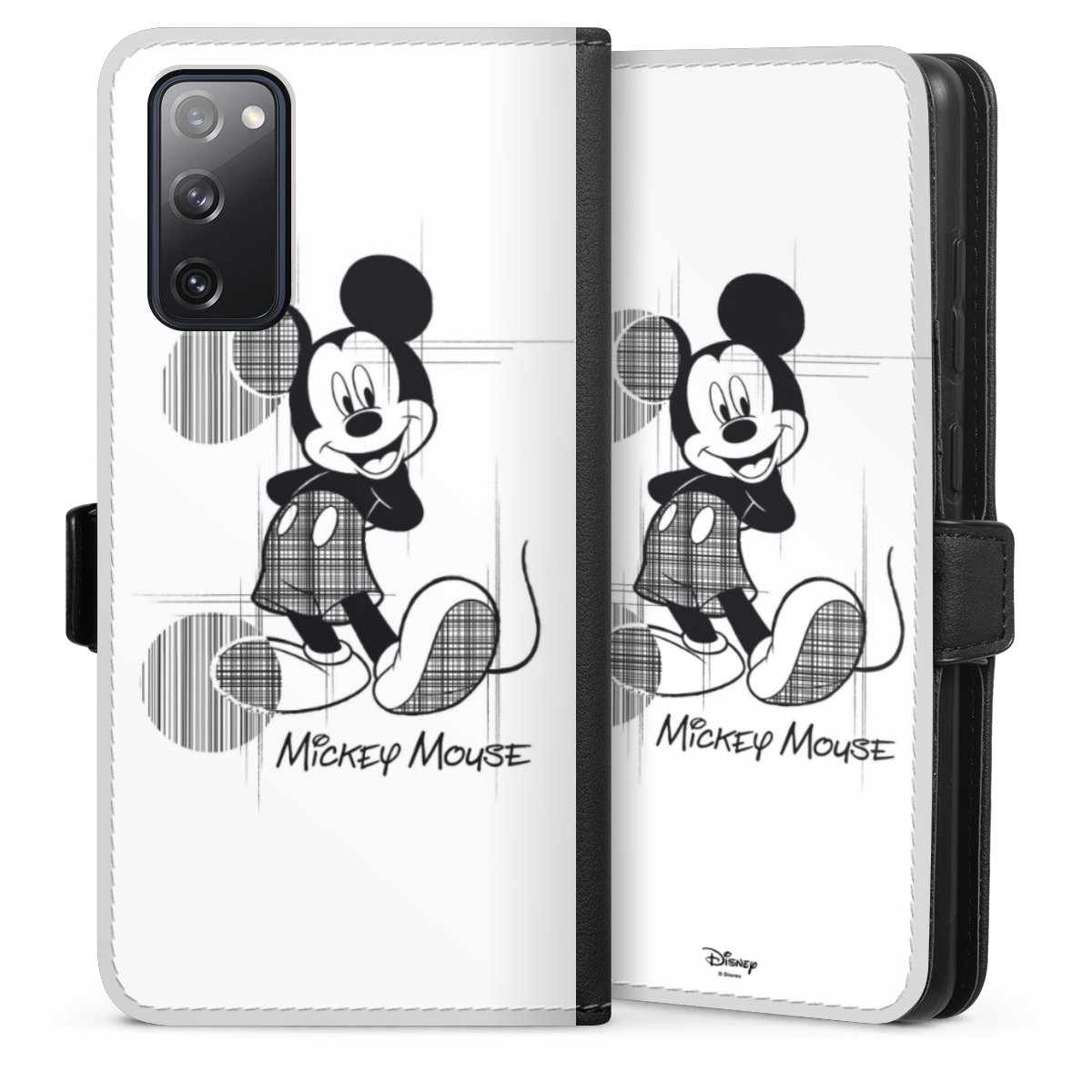 Galaxy S20 FE Handy Klapphülle Handyhülle aus Kunst Leder schwarz Flip Case Disney Official Licensed Product Mickey Mouse Sideflip mit Lasche