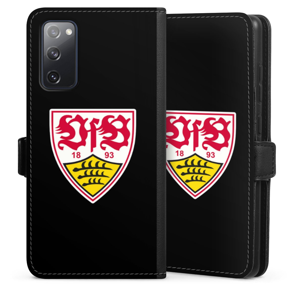 Galaxy S20 FE Handy Klapphülle Handyhülle aus Kunst Leder schwarz Flip Case Vfb Stuttgart Official Licensed Product Coat Of Arms Sideflip mit Lasche