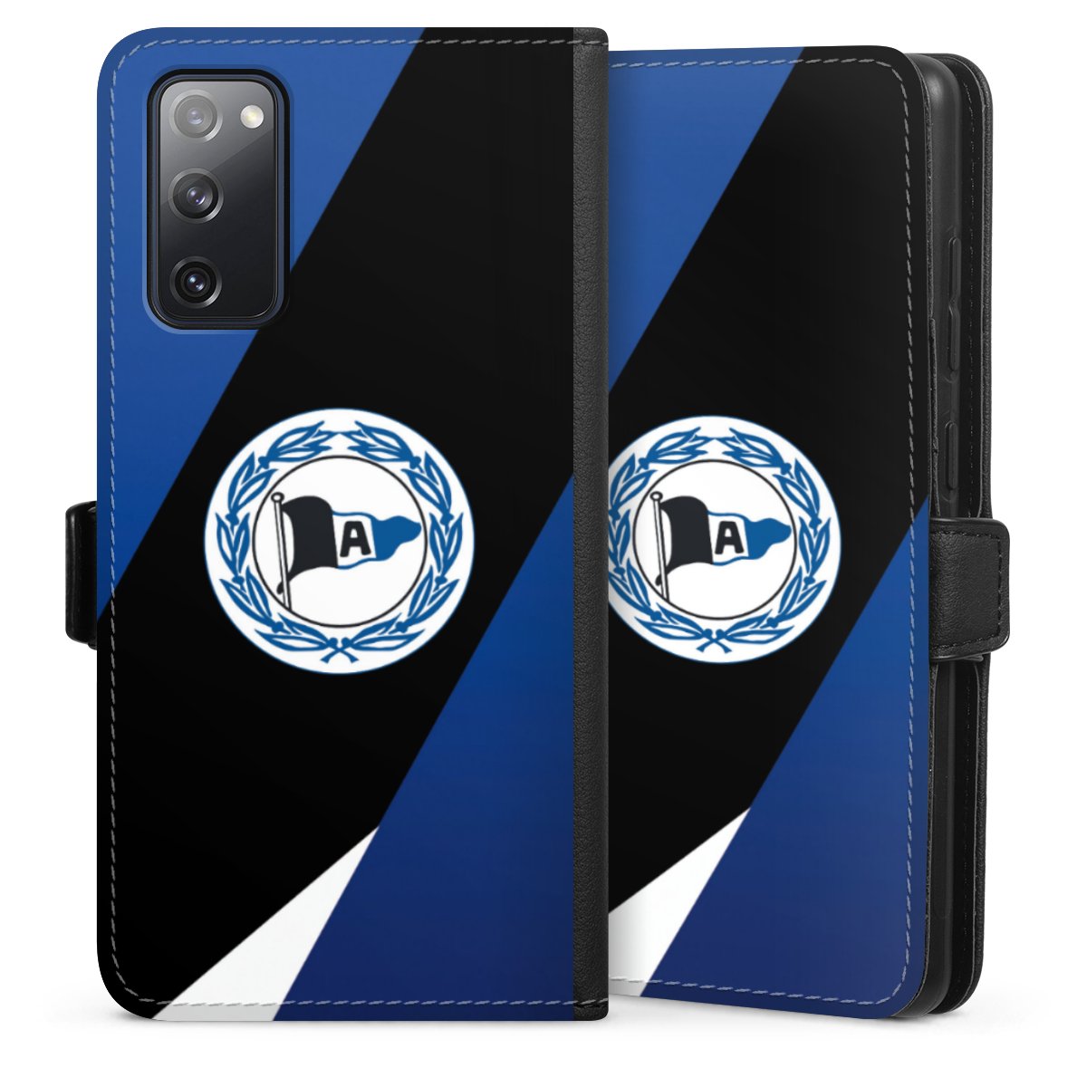 Galaxy S20 FE Handy Klapphülle Handyhülle aus Kunst Leder schwarz Flip Case Official Licensed Product Arminia Bielefeld Dsc Sideflip mit Lasche