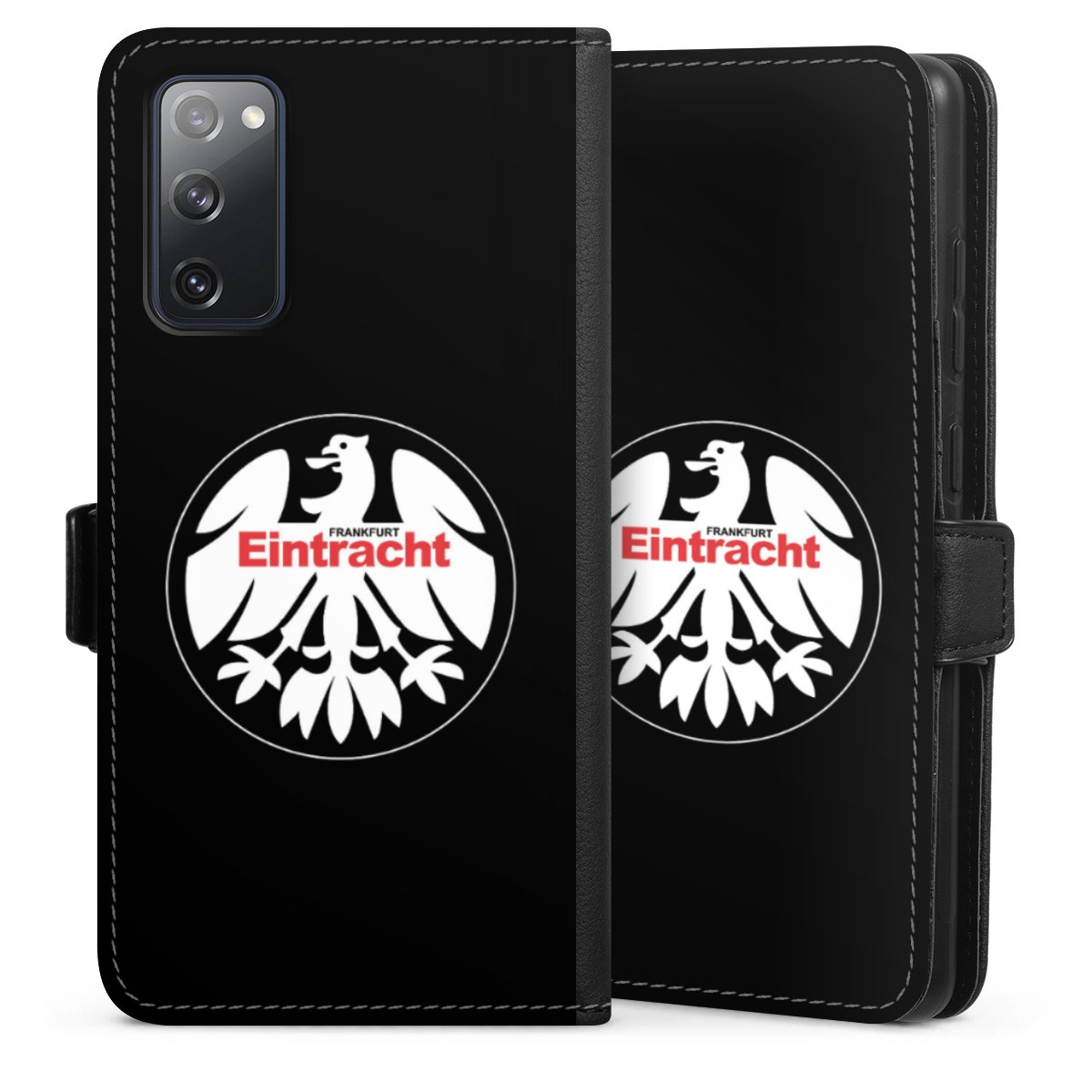 Galaxy S20 FE Handy Klapphülle Handyhülle aus Kunst Leder schwarz Flip Case Official Licensed Product Eintracht Frankfurt Sge Sideflip mit Lasche