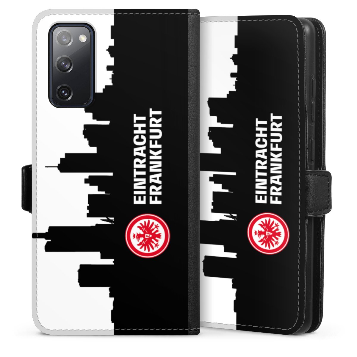 Galaxy S20 FE Handy Klapphülle Handyhülle aus Kunst Leder schwarz Flip Case Sge Eintracht Frankfurt Official Licensed Product Sideflip mit Lasche