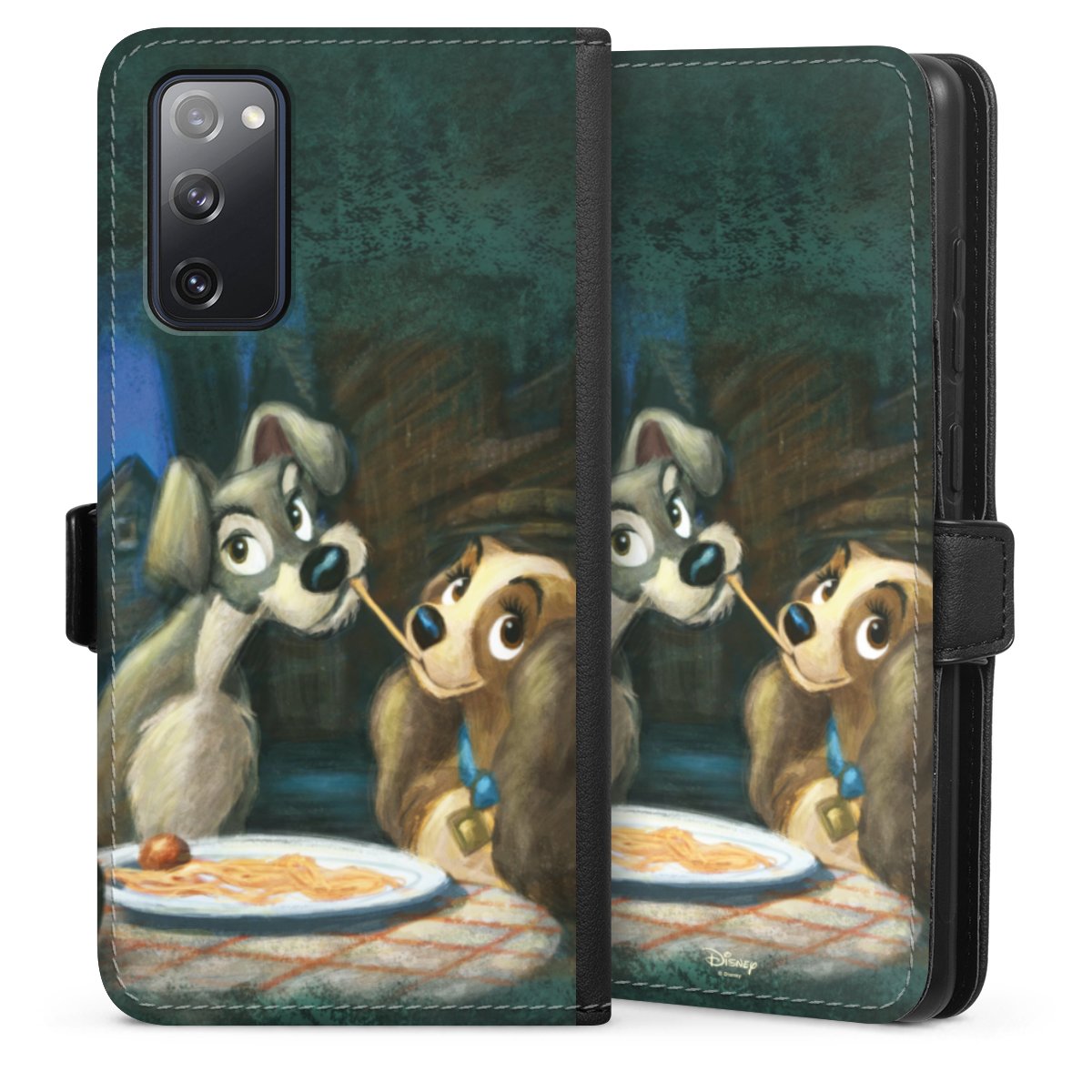 Galaxy S20 FE Handy Klapphülle Handyhülle aus Kunst Leder schwarz Flip Case Lady And The Tramp Official Licensed Product Disney Sideflip mit Lasche