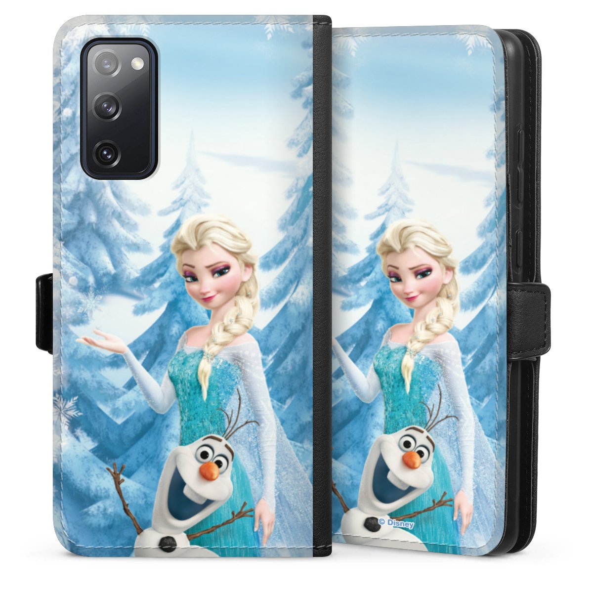 Galaxy S20 FE Handy Klapphülle Handyhülle aus Kunst Leder schwarz Flip Case Official Licensed Product Frozen Elsa Disney Sideflip mit Lasche