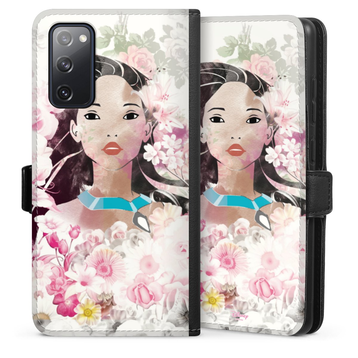 Galaxy S20 FE Handy Klapphülle Handyhülle aus Kunst Leder schwarz Flip Case Pocahontas Official Licensed Product Disney Sideflip mit Lasche