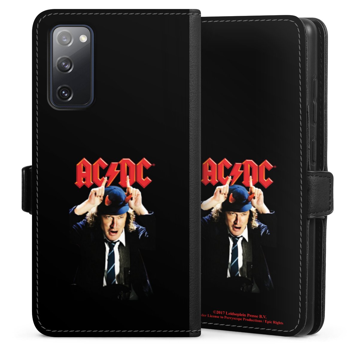 Galaxy S20 FE Handy Klapphülle Handyhülle aus Kunst Leder schwarz Flip Case Merchandise Acdc Riverplate Sideflip mit Lasche