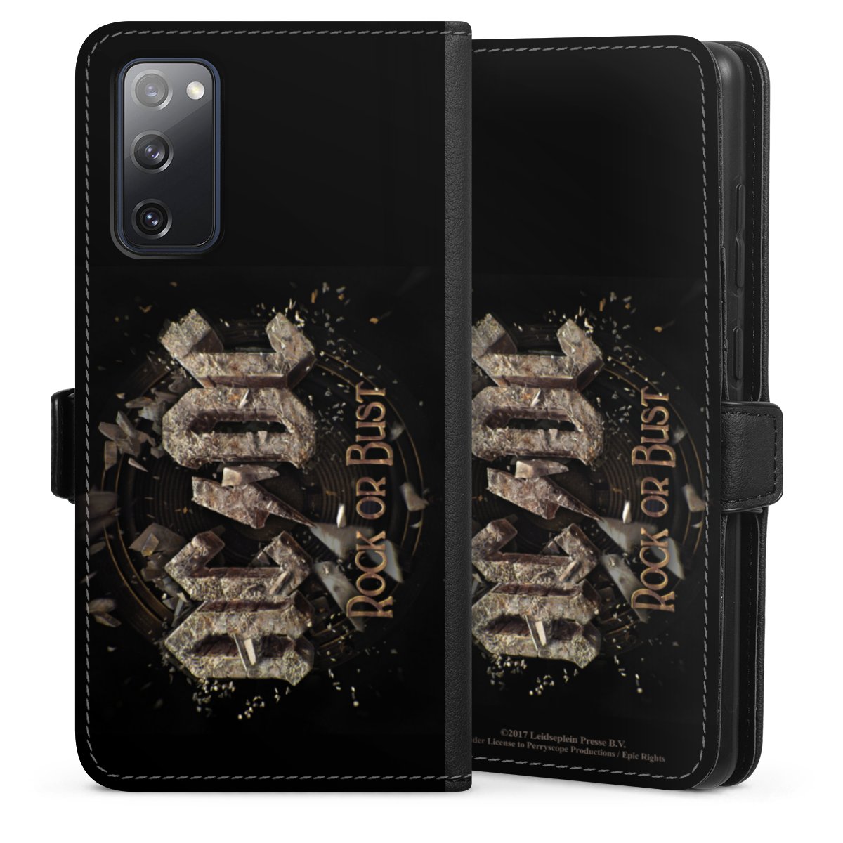 Galaxy S20 FE Handy Klapphülle Handyhülle aus Kunst Leder schwarz Flip Case Acdc Official Licensed Product Rock Or Bust Sideflip mit Lasche