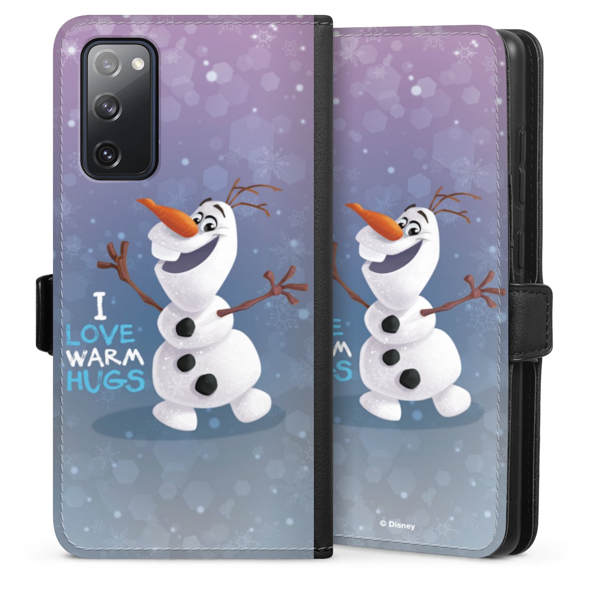 Galaxy S20 FE Handy Klapphülle Handyhülle aus Kunst Leder schwarz Flip Case Frozen Frozen Olaf Official Licensed Product Sideflip mit Lasche