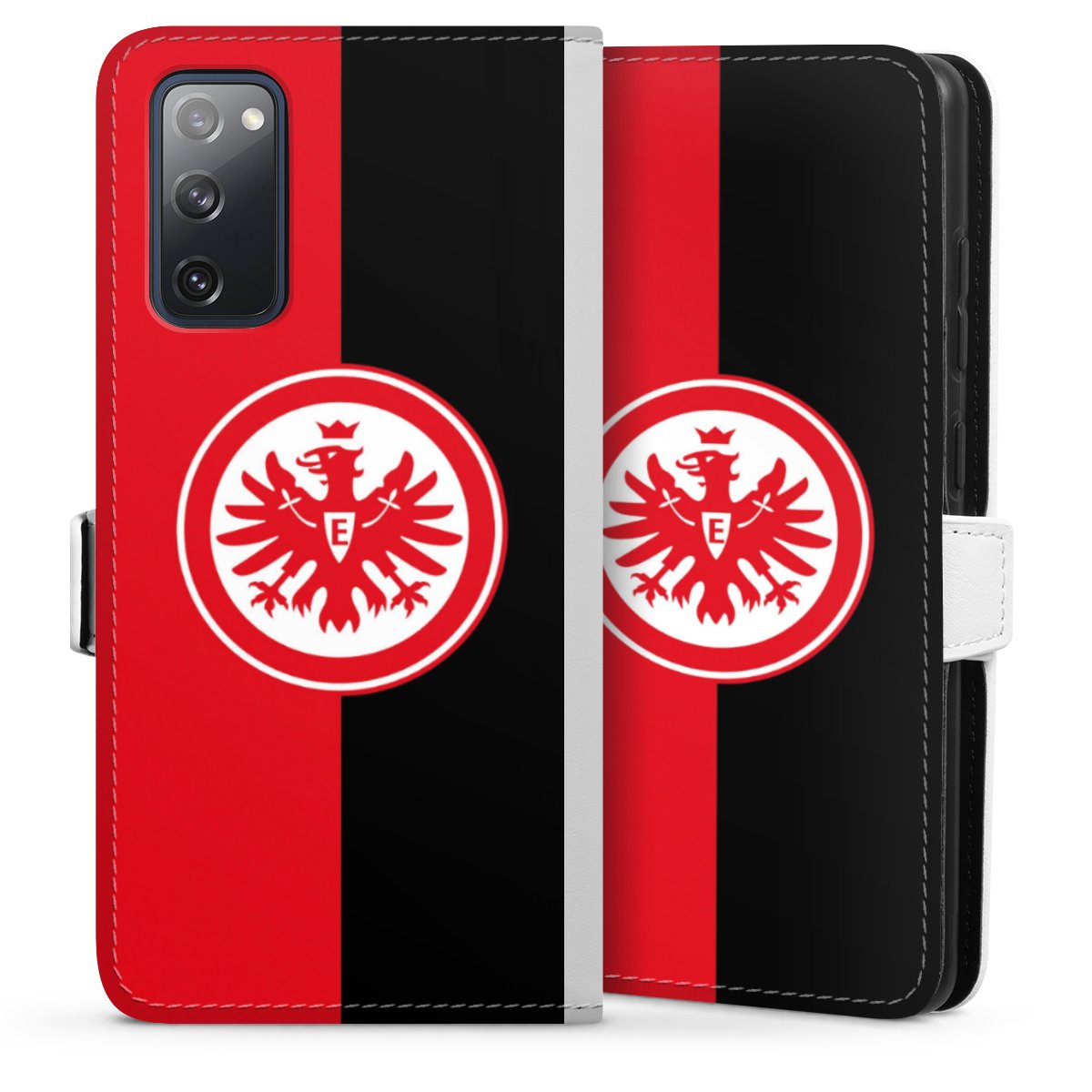 Galaxy S20 FE Handy Klapphülle Handyhülle aus Kunst Leder weiß Flip Case Official Licensed Product Eintracht Frankfurt Sge Sideflip mit Lasche